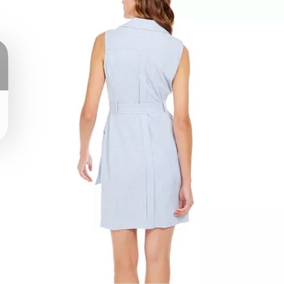 Calvin Klein Sky Blue Moto Wrap Mini Dress - Picture 3 of 10